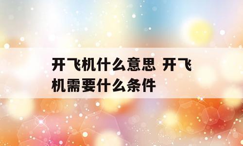 开飞机什么意思 开飞机需要什么条件