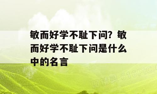 敏而好学不耻下问？敏而好学不耻下问是什么中的名言