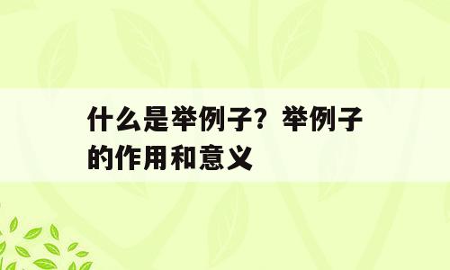 什么是举例子？举例子的作用和意义