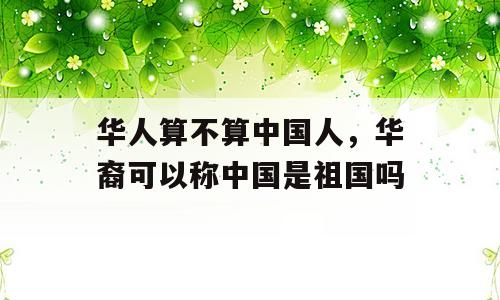 华人算不算中国人，华裔可以称中国是祖国吗