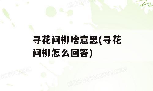 寻花问柳啥意思(寻花问柳怎么回答)