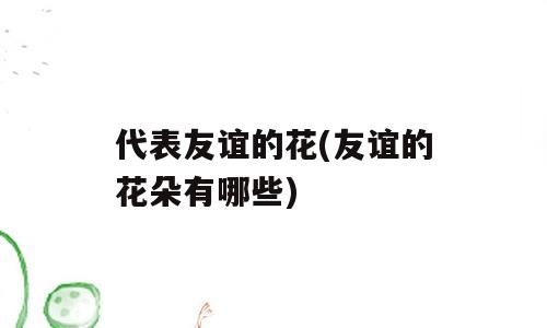 代表友谊的花(友谊的花朵有哪些)