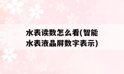 水表读数怎么看(智能水表液晶屏数字表示)