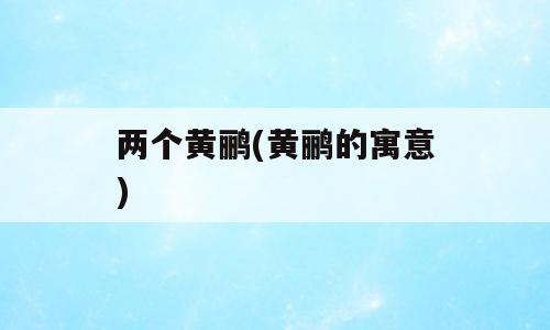 两个黄鹂(黄鹂的寓意)