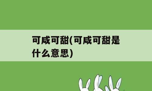 可咸可甜(可咸可甜是什么意思)
