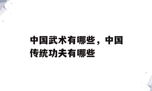 中国武术有哪些，中国传统功夫有哪些