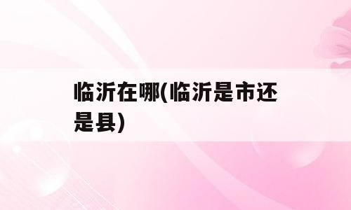 临沂在哪(临沂是市还是县)
