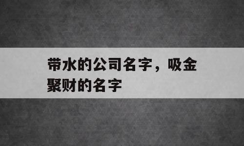 带水的公司名字，吸金聚财的名字