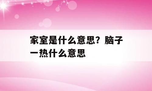 家室是什么意思？脑子一热什么意思