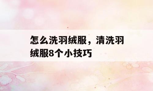 怎么洗羽绒服，清洗羽绒服8个小技巧