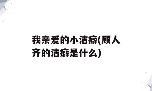 我亲爱的小洁癖(顾人齐的洁癖是什么)