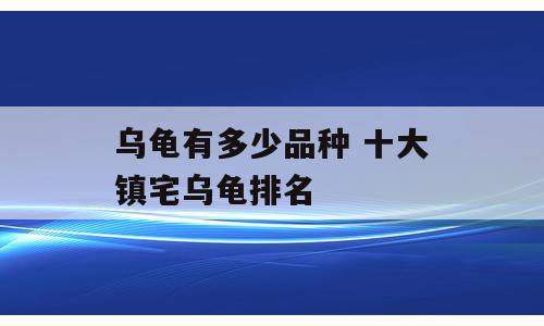 乌龟有多少品种 十大镇宅乌龟排名
