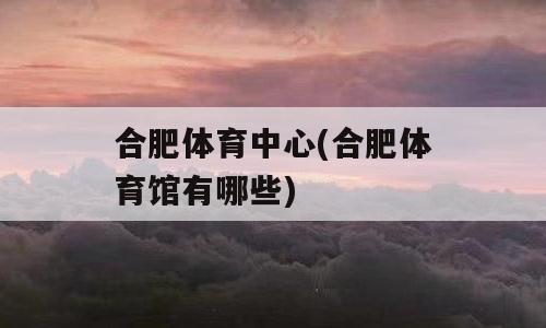 合肥体育中心(合肥体育馆有哪些)