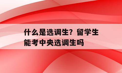 什么是选调生？留学生能考中央选调生吗