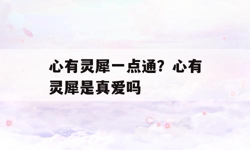 心有灵犀一点通？心有灵犀是真爱吗