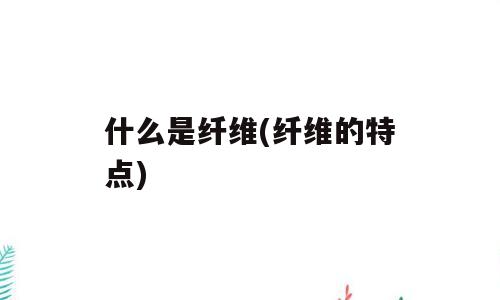 什么是纤维(纤维的特点)