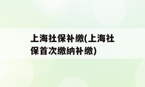 上海社保补缴(上海社保首次缴纳补缴)