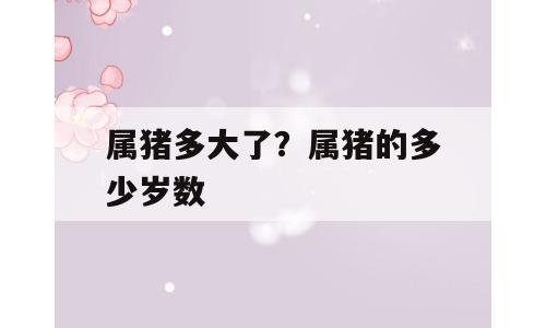 属猪多大了？属猪的多少岁数