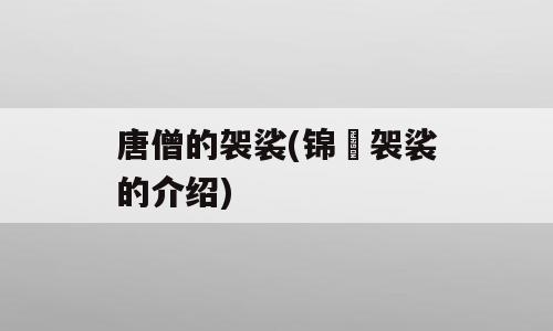 唐僧的袈裟(锦襕袈裟的介绍)