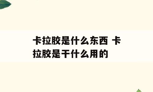 卡拉胶是什么东西 卡拉胶是干什么用的