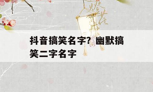 抖音搞笑名字？幽默搞笑二字名字