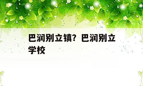 巴润别立镇？巴润别立学校