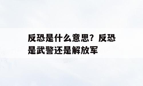 反恐是什么意思？反恐是武警还是解放军