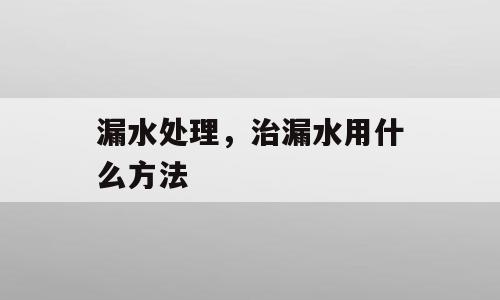 漏水处理，治漏水用什么方法