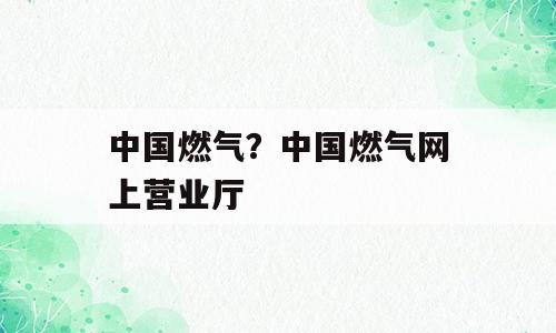 中国燃气？中国燃气网上营业厅