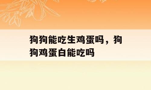 狗狗能吃生鸡蛋吗，狗狗鸡蛋白能吃吗