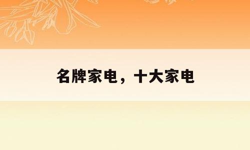 名牌家电，十大家电