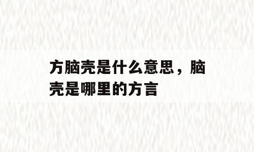 方脑壳是什么意思，脑壳是哪里的方言