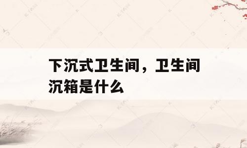 下沉式卫生间，卫生间沉箱是什么