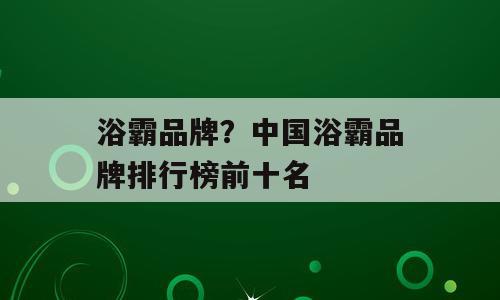 浴霸品牌？中国浴霸品牌排行榜前十名