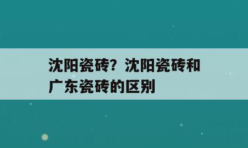 沈阳瓷砖？沈阳瓷砖和广东瓷砖的区别