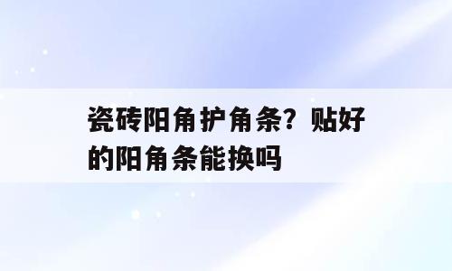 瓷砖阳角护角条？贴好的阳角条能换吗