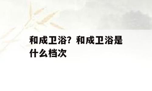 和成卫浴？和成卫浴是什么档次