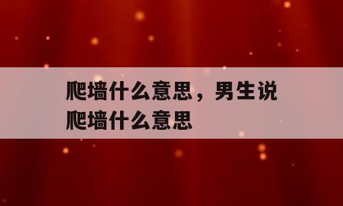 爬墙什么意思，男生说爬墙什么意思