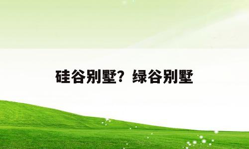 硅谷别墅？绿谷别墅