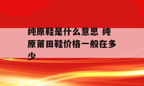纯原鞋是什么意思 纯原莆田鞋价格一般在多少