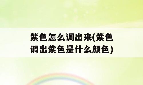 紫色怎么调出来(紫色调出紫色是什么颜色)