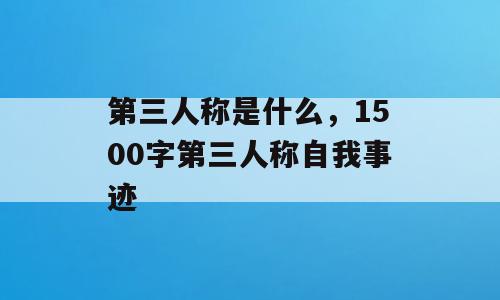 第三人称是什么，1500字第三人称自我事迹