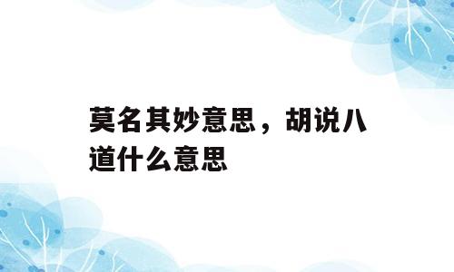 莫名其妙意思，胡说八道什么意思