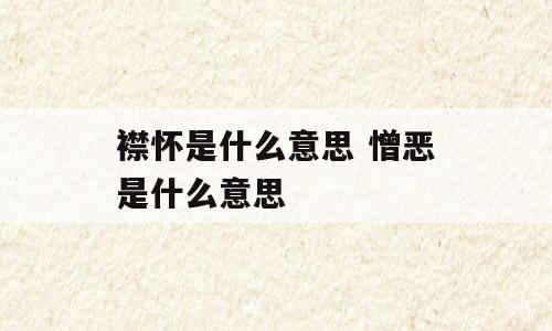 襟怀是什么意思 憎恶是什么意思