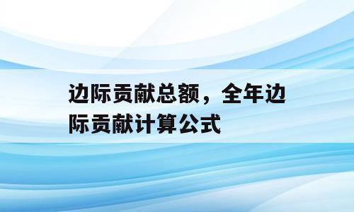 边际贡献总额，全年边际贡献计算公式