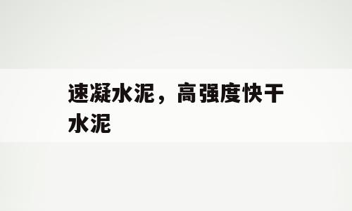 速凝水泥，高强度快干水泥