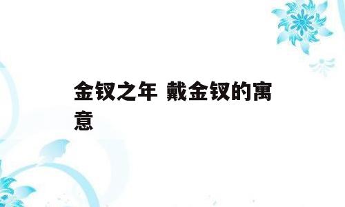 金钗之年 戴金钗的寓意