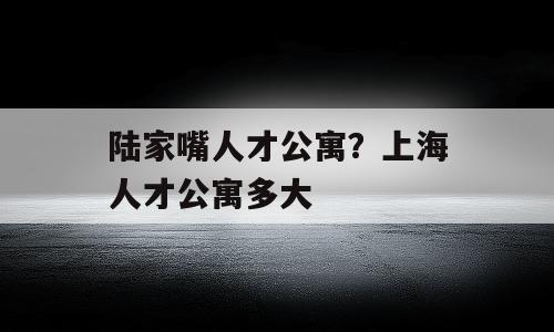 陆家嘴人才公寓？上海人才公寓多大