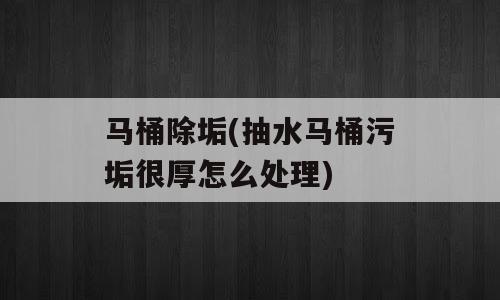 马桶除垢(抽水马桶污垢很厚怎么处理)