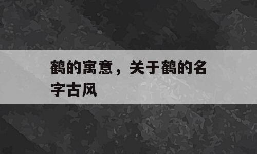 鹤的寓意，关于鹤的名字古风
